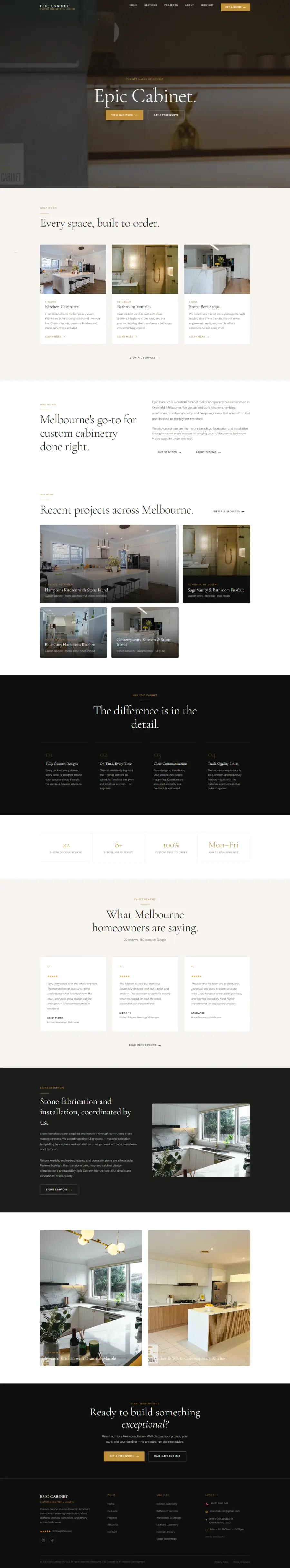 Epic Cabinets website screenshot